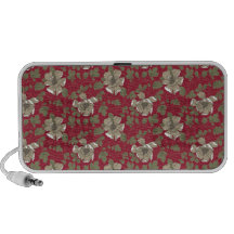 Rétro floral rouge haut-parleur portable