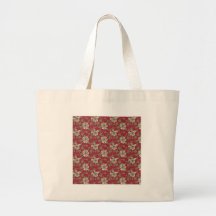 Rétro floral rouge sacs en toile