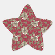 Rétro floral rouge stickers en étoile