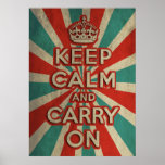 Rétro gardez le calme et continuez posters