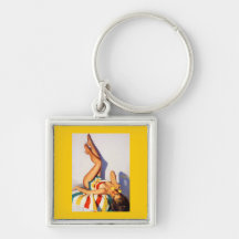 Rétro goupille vintage de téléphone de Gil Elvgren Porte-clefs