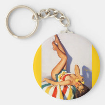 Rétro goupille vintage de téléphone de Gil Elvgren Porte-clef