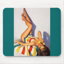 Rétro goupille vintage de téléphone de Gil Elvgren Tapis De Souris