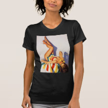 Rétro goupille vintage de téléphone de Gil Elvgren T-shirts