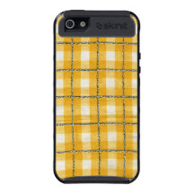 Rétro guingan jaune et blanc de cru de plaid coque iPhone 5
