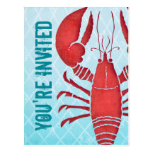 Rétro invitation de carte postale de homard