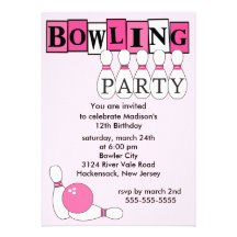 Rétro invitation de fête d'anniversaire de bowling
