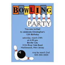 Rétro invitation de fête d'anniversaire de bowling