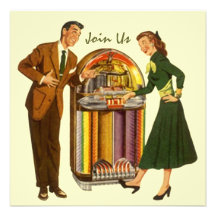 Rétro invitation de musique de juke-box d'houblon 