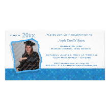 Rétro invitation inspiré bleu d'obtention du diplô photocarte personnalisée