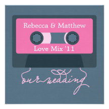 Rétro mariage de Mixtape Cartons D'invitation Personnalisés