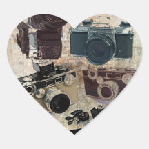 Rétro mode grunge vintage d'appareils-photo autocollant en cœur