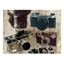 Rétro mode grunge vintage d'appareils-photo carte postale