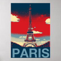 rétro mode vintage bleue rouge de tour de Paris Ef Posters