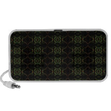 Rétro modèle floral vert, brun et noir haut-parleur de voyage
