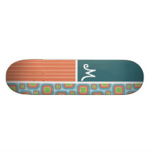 Rétro motif bleu et orange skateboards personnalisables