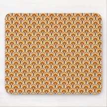 rétro motif d'arbre - orange tapis de souris