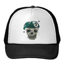 Rétro motif de militaires de crâne et de béret casquette