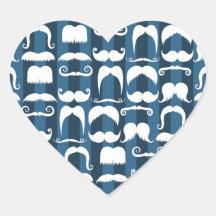 Rétro motif de moustache autocollant en cœur