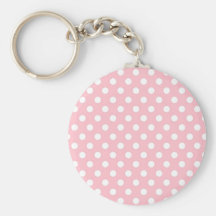 Rétro motif de pois rose-clair Keychain Porte-clefs