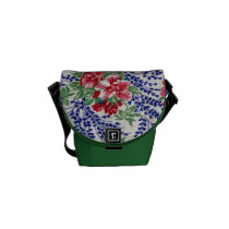 Rétro motif floral vintage rouge et bleu sacs messenger