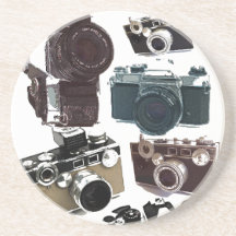Rétro motif grunge vintage d'appareils-photo dessous de verres