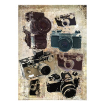 Rétro motif grunge vintage d'appareils-photo carton d'invitation