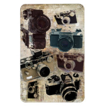 Rétro motif grunge vintage d'appareils-photo magnet en vinyle