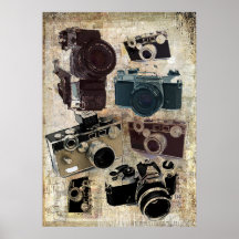 Rétro motif grunge vintage d'appareils-photo posters