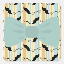 Rétro motif noir de Bowtie de moustache de guidon Autocollant Carré