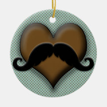 Rétro moustache noire sur le coeur de Brown Décorations Pour Sapins De Noël