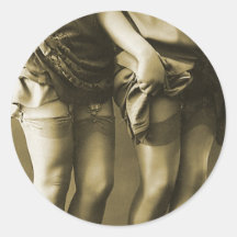 Rétro photo vintage de femmes elle a des jambes adhésif rond