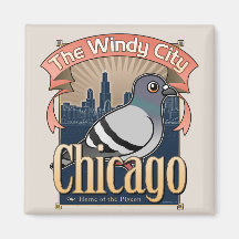 Rétro pigeon de Chicago Aimants