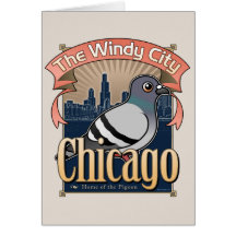 Rétro pigeon de Chicago Carte De Vœux