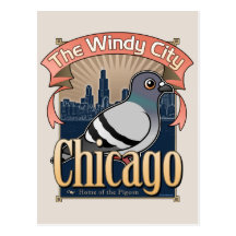 Rétro pigeon de Chicago Cartes Postales