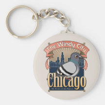 Rétro pigeon de Chicago Porte-clef