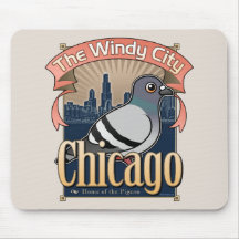 Rétro pigeon de Chicago Tapis De Souris