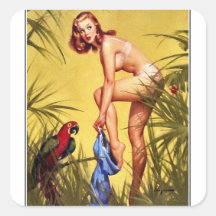 Rétro Pin de pin-up vintage de Gil Elvgren d'art v Stickers Carrés