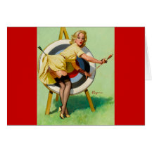 Rétro Pin de pin-up vintage de Gil Elvgren d'art v Carte De Vœux