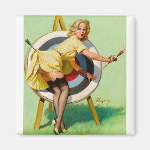 Rétro Pin de pin-up vintage de Gil Elvgren d'art v Aimant Pour Réfrigérateur