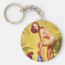 Rétro Pin de pin-up vintage de Gil Elvgren d'art v Porte-clefs