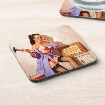 Rétro Pin vintage de décorateur de Gil Elvgren ver Sous-bock