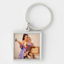 Rétro Pin vintage de décorateur de Gil Elvgren ver Porte-clés