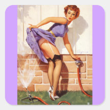 Rétro Pin vintage de Gil Elvgren vers le haut de f Autocollants Carrés