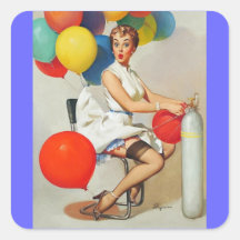 Rétro Pin vintage de Gil Elvgren vers le haut de f Autocollant Carré