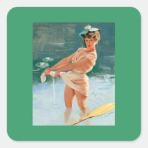 Rétro Pin vintage de Gil Elvgren vers le haut de f Autocollant Carré