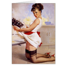 Rétro Pin vintage de Gil Elvgren vers le haut de f Carte De Vœux