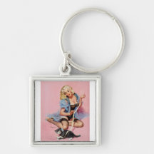 Rétro Pin vintage de Gil Elvgren vers le haut de f Porte-clé