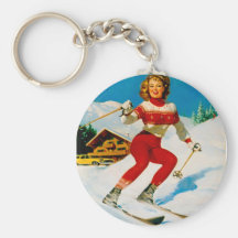Rétro Pin vintage de Gil Elvgren vers le haut de f Porte-clés