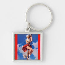 Rétro Pin vintage de Gil Elvgren vers le haut de f Porte-clés